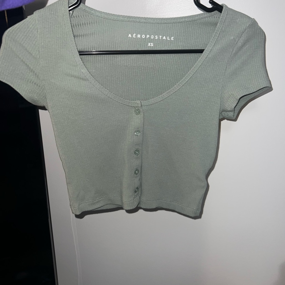 Aeropostale Women's Green Button-Up Top